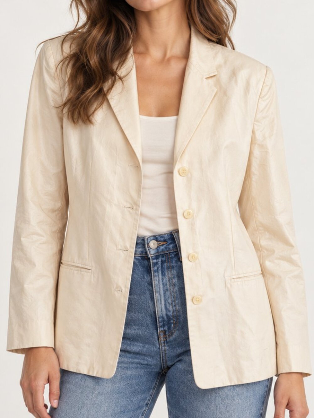 Vintage Noviello-Bloom Ivory 100% Silk Bridal Blazer Size 12